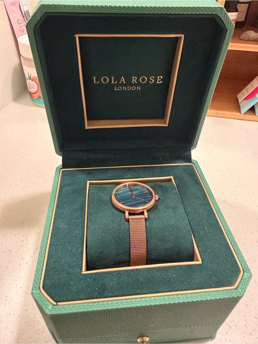 Lola Rose rose gold and green watch